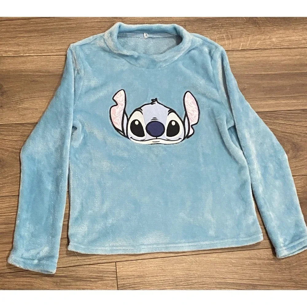 Disney Stitch Kids Furry Embroidered Sleep Wear Top Sweat Shirt‎ Small 4-6 Soft